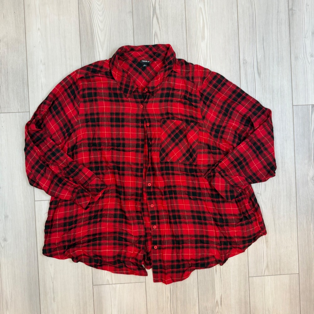 Torrid Lizzie Button-Up Shirt Plaid Shirt Long Sleeve Plus Size 5 5X 19145238